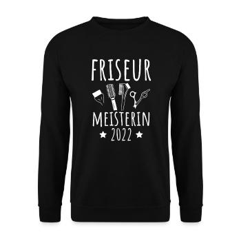 Friseur Meisterin 2022 Meisterprüfung - Unisex Pullover - Schwarz - Vorne - Alina (178cm) & Michal (187cm)