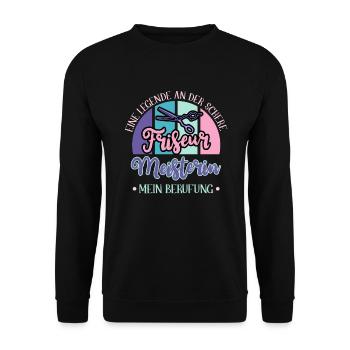 Meisterin Friseur Meister Meisterprüfung bestanden - Unisex Pullover - Schwarz - Vorne - Alina (178cm) & Michal (187cm)