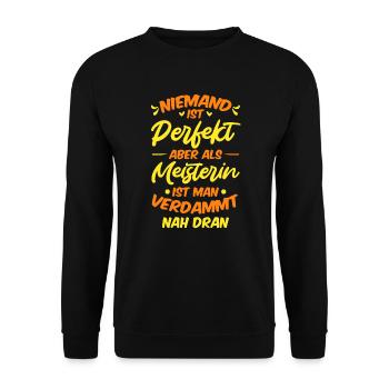 Meister Meisterin Meisterprüfung bestanden - Unisex Pullover - Schwarz - Vorne - Alina (178cm) & Michal (187cm)