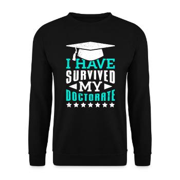 J’ai survécu à ma thèse de doctorat Doctorat - Sweat-shirt Unisexe - noir - Devant - Alina (178cm) & Michal (187cm)