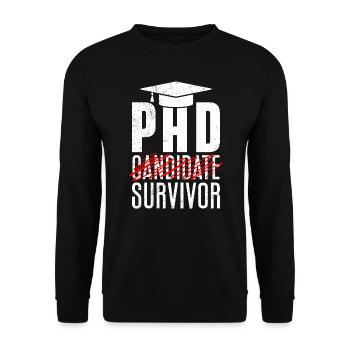 PHD Doctoral Thesis Survivor Passed - Unisex Sweatshirt - black - Front - Alina (178cm) & Michal (187cm)