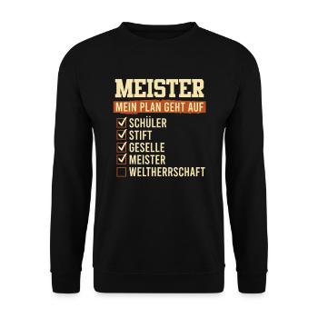 Meisterschule absolviert Meisterprüfung bestanden - Unisex Pullover - Schwarz - Vorne - Alina (178cm) & Michal (187cm)