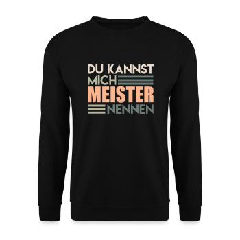 Meisterbrief Meisterprüfung Meistertitel - Unisex Pullover - Schwarz - Vorne - Alina (178cm) & Michal (187cm)