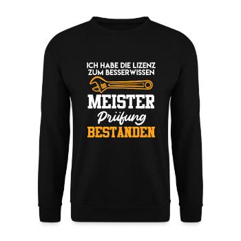 Meister Meisterprüfung Kfz Meister - Unisex Pullover - Schwarz - Vorne - Alina (178cm) & Michal (187cm)