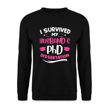 Husband's doctoral thesis survived doctorate - Unisex Sweatshirt - black - Front - Alina (178cm) & Michal (187cm)