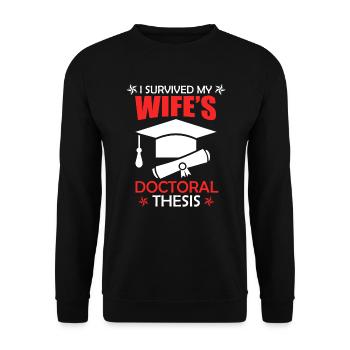 Thèse de doctorat 2022 Dissertation Épouse a survécu - Sweat-shirt Unisexe - noir - Devant - Alina (178cm) & Michal (187cm)