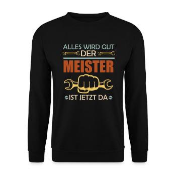 Meister Meisterprüfung Meisterschule Meister - Unisex Pullover - Schwarz - Vorne - Alina (178cm) & Michal (187cm)