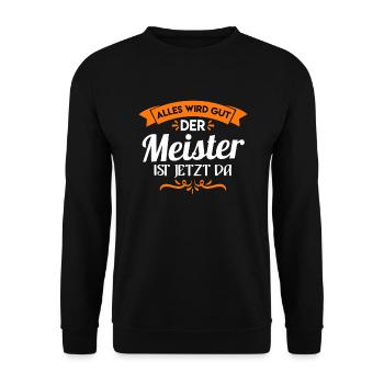 Meister Meisterprüfung - Unisex Pullover - Schwarz - Vorne - Alina (178cm) & Michal (187cm)