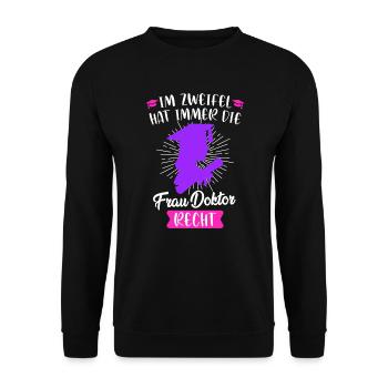 Frau Doktor 2022 Promotion promoviert Doktorin - Unisex Pullover - Schwarz - Vorne - Alina (178cm) & Michal (187cm)
