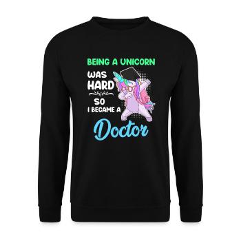Docteur Licorne 2022 Doctorat Disputation - Sweat-shirt Unisexe - noir - Devant - Alina (178cm) & Michal (187cm)