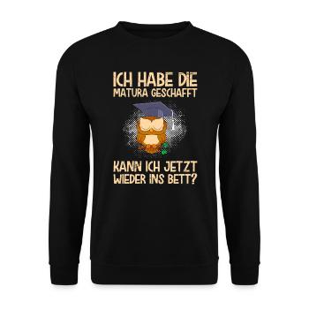 Matura geschafft kann ich jetzt ins Bett Matura - Unisex Pullover - Schwarz - Vorne - Alina (178cm) & Michal (187cm)