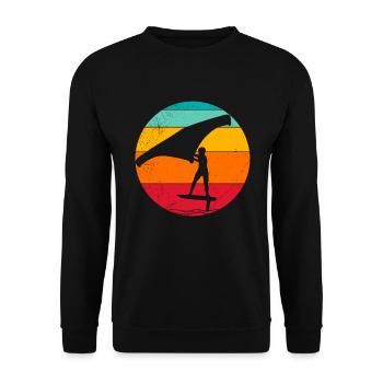 Wing Foil Wing Surf Retro - Unisex Pullover - Schwarz - Vorne - Alina (178cm) & Michal (187cm)