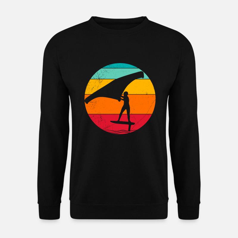 Wing Foil Wing Surf Retro - Unisex Pullover - Schwarz