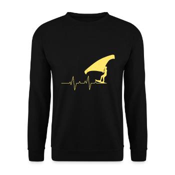 Wing Surf Herzschlag Wing Foiler Herz Wing Foil - Unisex Pullover - Schwarz - Vorne - Alina (178cm) & Michal (187cm)