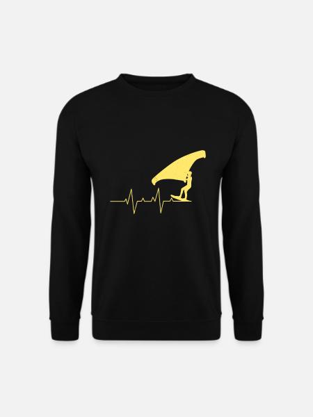 Wing Surf Herzschlag Wing Foiler Herz Wing Foil - Unisex Pullover - Schwarz