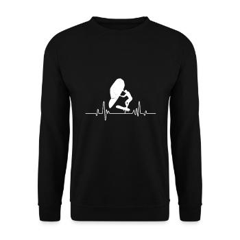 Wing Surf Herzschlag Wing Foiler Herz Wing Foil - Unisex Pullover - Schwarz - Vorne - Alina (178cm) & Michal (187cm)