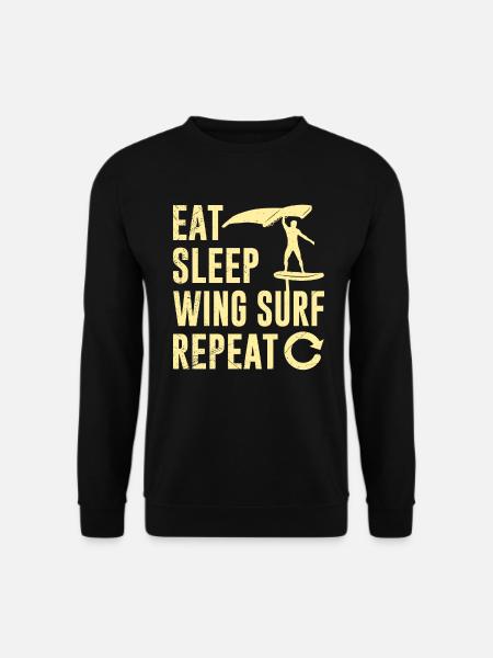 Wing Foil Eat Sleep Wing Surf Repeat Wing Foiler - Unisex Pullover - Schwarz