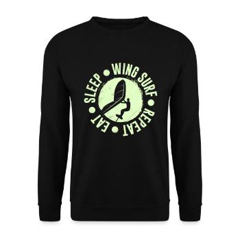 Eat Sleep Wing Surf Wing Foiler Wing Surf - Unisex Pullover - Schwarz - Vorne - Alina (178cm) & Michal (187cm)