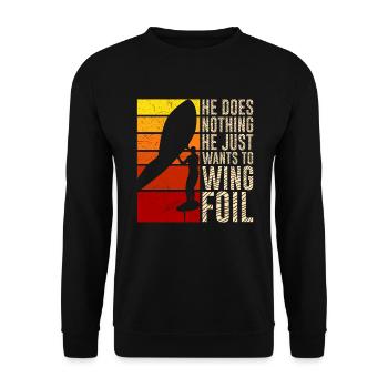 Der will nur Wing Foilen Wing Surf - Unisex Pullover - Schwarz - Vorne - Alina (178cm) & Michal (187cm)