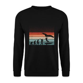 Retro Wing Foil Wing Surfer - Unisex Sweatshirt - black - Front - Alina (178cm) & Michal (187cm)