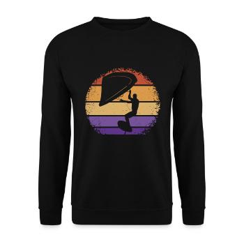 Retro Wing Foiler WIng Surf - Unisex Pullover - Schwarz - Vorne - Alina (178cm) & Michal (187cm)