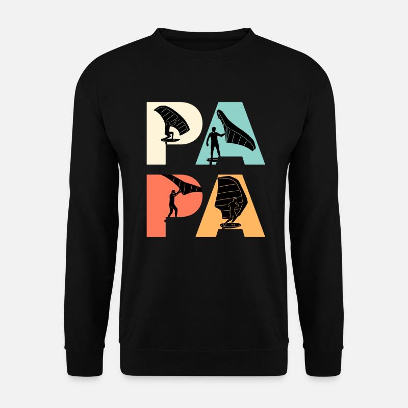 Wingfoil Papa Wing Surf Dad Wing Foil - Unisex Pullover - Schwarz