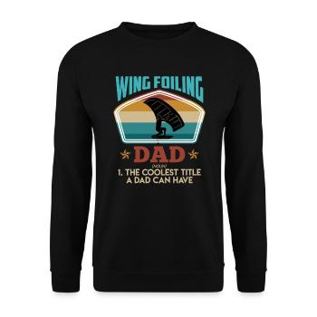 Cool Wing Surfing Dad Wing Foil Wingfoil - Unisex Pullover - Schwarz - Vorne - Alina (178cm) & Michal (187cm)