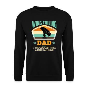 Cool Wing Surfing Dad Wing Foil Wingfoil - Unisex Pullover - Schwarz - Vorne - Alina (178cm) & Michal (187cm)