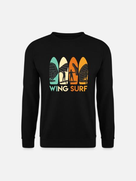 Wing Surf WIng Foil Retro Wingfoiling - Unisex Pullover - Schwarz