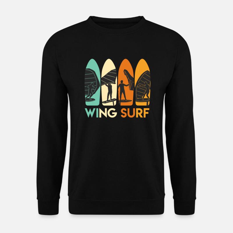 Wing Surf WIng Foil Retro Wingfoiling - Unisex Pullover - Schwarz