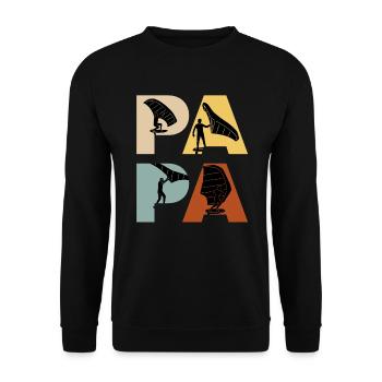 Wing Foil Papa Wing Surf Dad Wing Foil - Unisex Pullover - Schwarz - Vorne - Alina (178cm) & Michal (187cm)