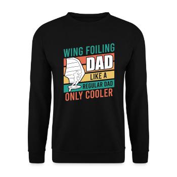 Wing Surfing Dad Wing Foil Papa Vatertag - Unisex Pullover - Schwarz - Vorne - Alina (178cm) & Michal (187cm)