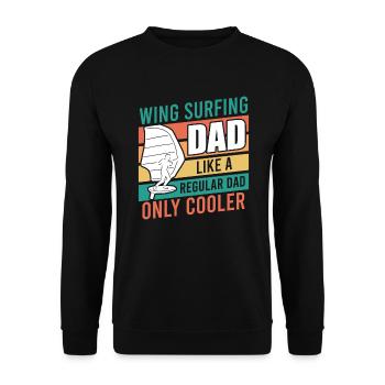 Wing Surfing Dad Wing Foil Papa Vatertag - Unisex Pullover - Schwarz - Vorne - Alina (178cm) & Michal (187cm)
