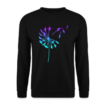 Pinguin Pusteblume Löwenzahn moderne Kunst - Unisex Pullover - Schwarz - Vorne - Alina (178cm) & Michal (187cm)