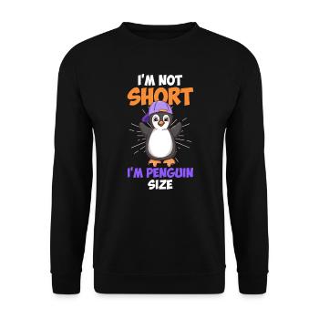 Not Short I am Penguin Size Little Friend Penguin - Unisex Sweatshirt - black - Front - Alina (178cm) & Michal (187cm)