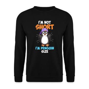 Not Short I am Penguin Size Little Friend Penguin - Unisex Sweatshirt - black - Front - Alina (178cm) & Michal (187cm)