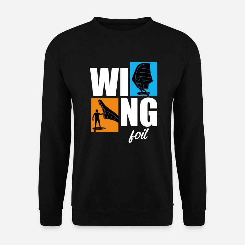 Wing Surf Wingfoil Wingsurf Rétro - Sweat-shirt Unisexe - noir