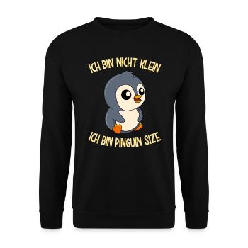 Pinguin Spruch nicht klein Pinguin Size - Unisex Pullover - Schwarz - Vorne - Alina (178cm) & Michal (187cm)