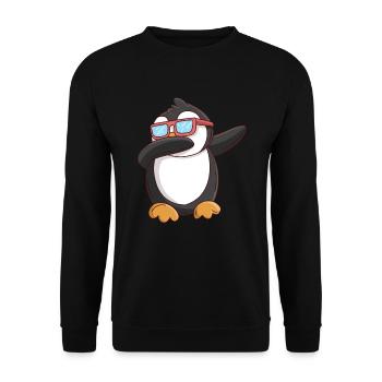 Dabbing Pinguin Kinder - Unisex Pullover - Schwarz - Vorne - Alina (178cm) & Michal (187cm)