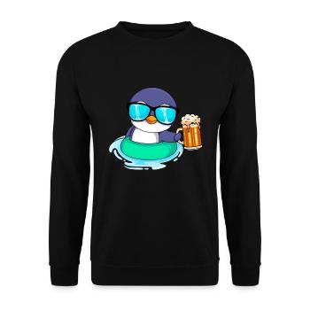 Sommer Pinguin Bier Biertrinker Männer - Unisex Pullover - Schwarz - Vorne - Alina (178cm) & Michal (187cm)