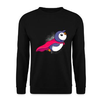 Fliegender Pinguin Super Pinguin Kinder - Unisex Pullover - Schwarz - Vorne - Alina (178cm) & Michal (187cm)