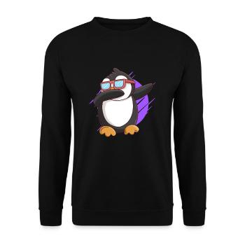 Dabbing Pinguin Kinder - Unisex Pullover - Schwarz - Vorne - Alina (178cm) & Michal (187cm)