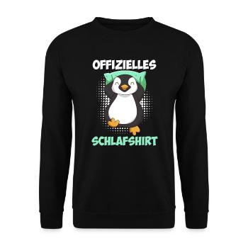 Pinguin Schlafshirt offizielles Schlaf - Unisex Pullover - Schwarz - Vorne - Alina (178cm) & Michal (187cm)