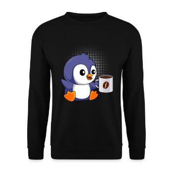 Coffee Penguin Baby Penguin Coffee Junkie - Unisex Sweatshirt - black - Front - Alina (178cm) & Michal (187cm)