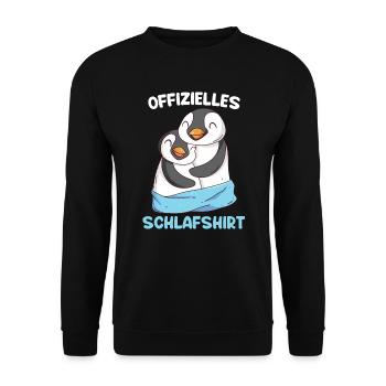 Offizielles Pingui Schlafshirt Schlaf Shirt - Unisex Pullover - Schwarz - Vorne - Alina (178cm) & Michal (187cm)