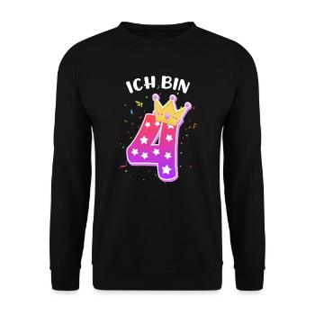 Ich bin 4 Jahre 4. Geburtstag Mädchen - Unisex Pullover - Schwarz - Vorne - Alina (178cm) & Michal (187cm)