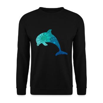 Delphin Mandala Taucher - Unisex Pullover - Schwarz - Vorne - Alina (178cm) & Michal (187cm)
