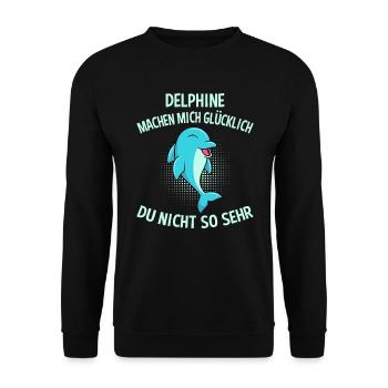 Delphine machen mich glück du nicht so sehr - Unisex Pullover - Schwarz - Vorne - Alina (178cm) & Michal (187cm)