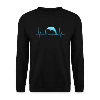 Dolphin Heartbeat ECG Heart Rate Diver - Unisex Sweatshirt - black - Front - Alina (178cm) & Michal (187cm)
