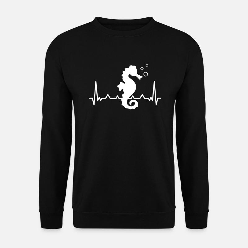 Seepferdchen Herzschlag Herz Herzfrequenz - Unisex Pullover - Schwarz